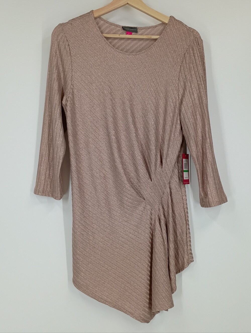 Vince Camuto Metallic Asymmetrical Draped Top